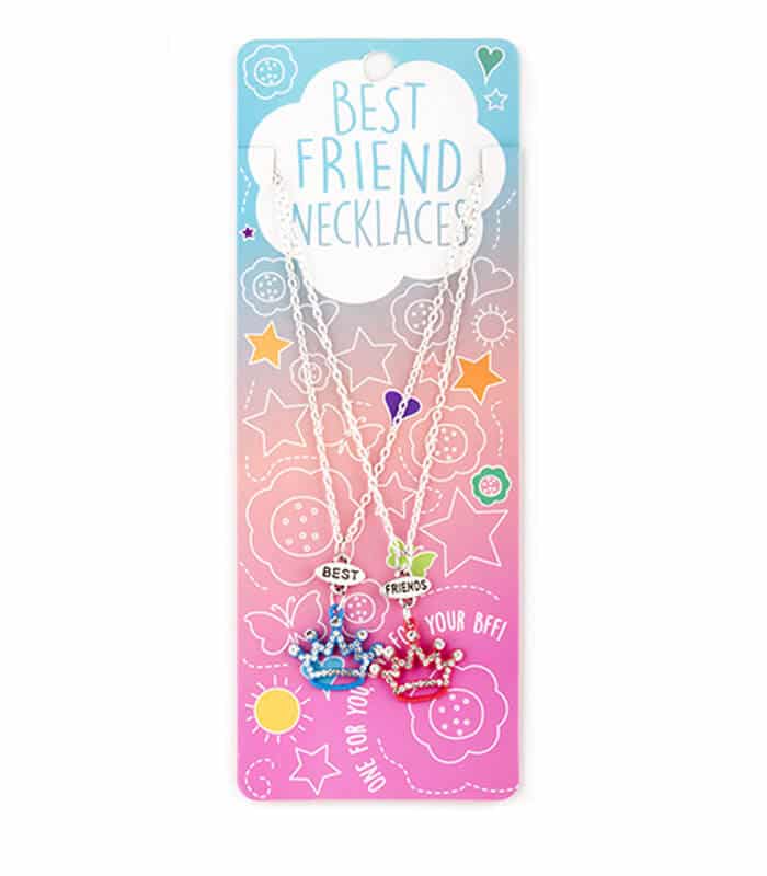 Κρεμαστό Διπλό Κολιέ Κορώνες Μπλε/Ροζ Best Friends Necklaces