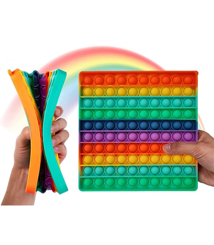Pop It Big Bubble Fidget Τετράγωνο Rainbow
