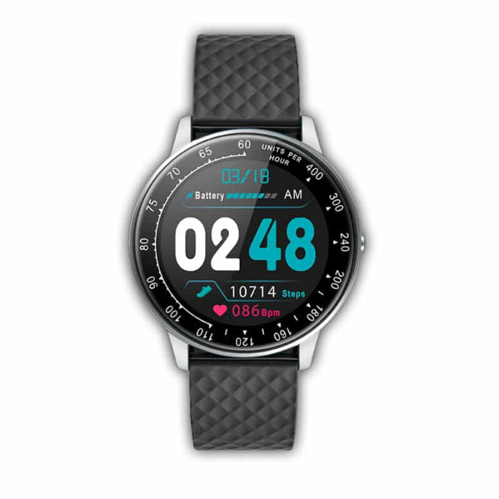 Smartwatch SP01, μαύρο λουράκι σιλικόνης