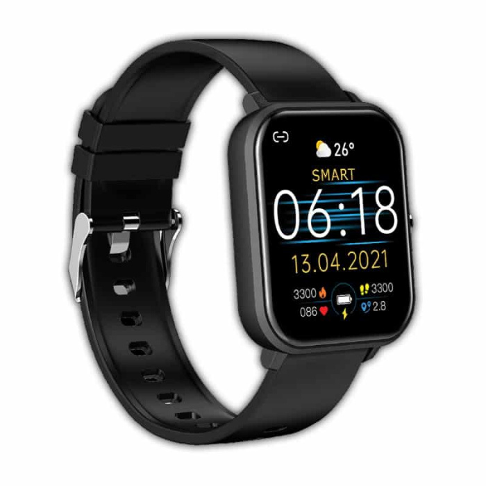 Smartwatch SU01, μαύρη κάσα & λουράκι σιλικόνης