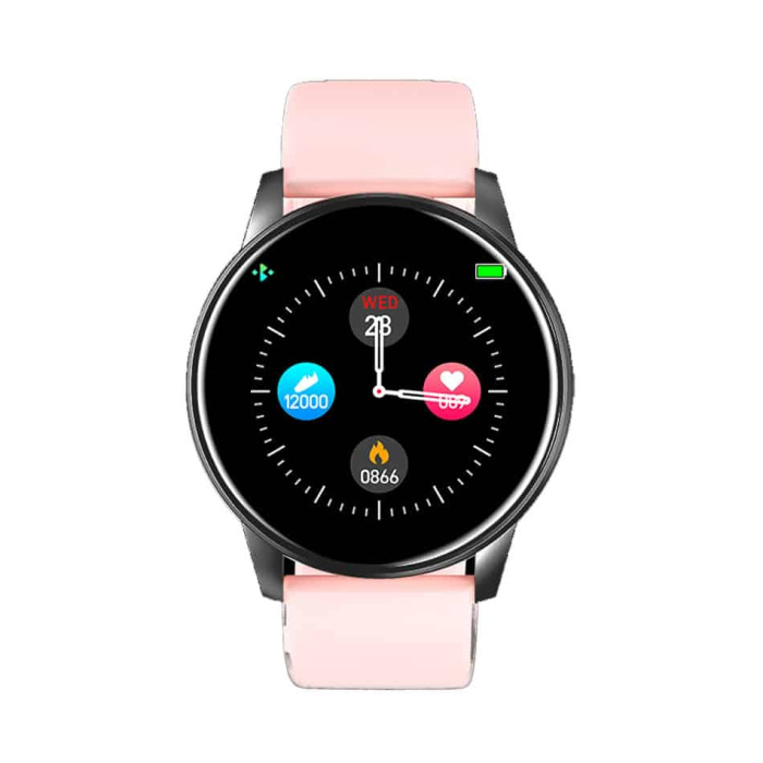 Smartwatch SG60, μαύρη κάσα & ροζ λουράκι σιλικόνης